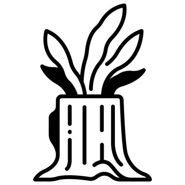 Bahçe ikonu, vektör illüstrasyonu. ağaç kütüğü