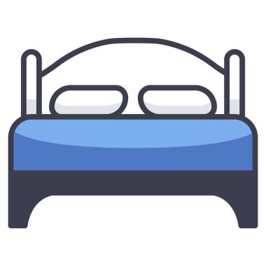 İç tasarım ikonu, vektör illüstrasyonu. yatak