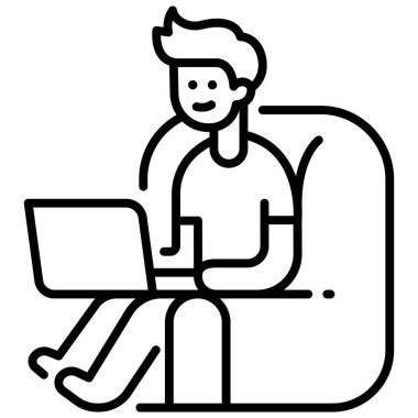 Ekonomik ve COVID-19 kavramsal ikon, vektör illüstrasyonu. Evden çalışmak