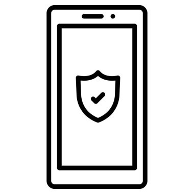 Siber suçlar ve koruma konsepti. Vektör simgesi. Koruma akıllı telefonu