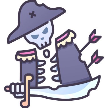 Korku ve Cadılar Bayramı ikonu, vektör illüstrasyonu. korsan hayalet