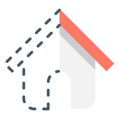 Bina ve inşaat mühendisliği ikonu, vektör çizimi. Bir ev inşa et