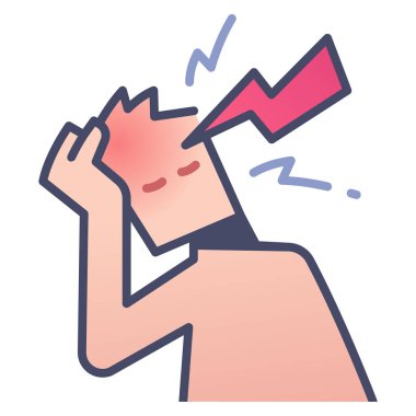 Hastalık ve yaralanma ikonu, vektör çizimi. Baş ağrısı