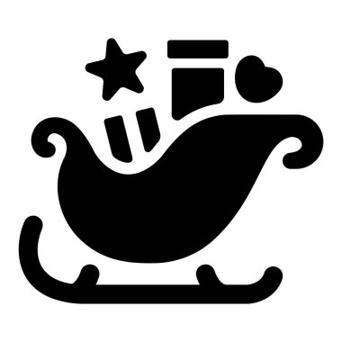 Kış mevsimi ve Noel konsepti. Vektör çizimi. Noel Baba kızağı