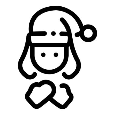 Kış mevsimi ve Noel konsepti. Vektör çizimi. Kız ve Noel şapkası