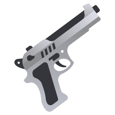 Beyaz arkaplanda askeri simge, vektör illüstrasyonu, savaş alanı konsepti, Tabanca