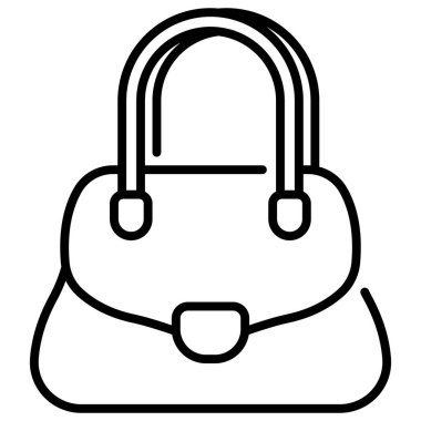 Şık kıyafet ve aksesuar ikonu, vektör illüstrasyonu. Kadın çantası 