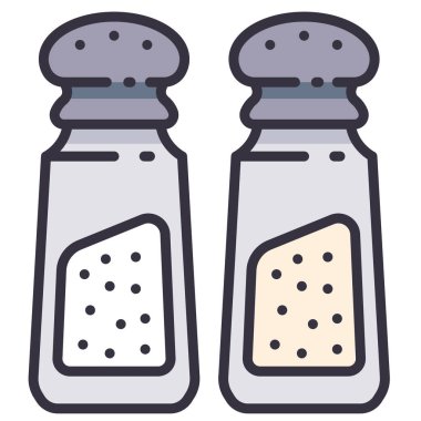 Restoran ve yemek ikonu, vektör çizimi. tuz ve biber