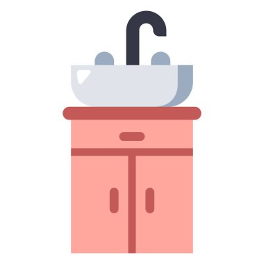 İç tasarım ikonu, vektör illüstrasyonu. Havza