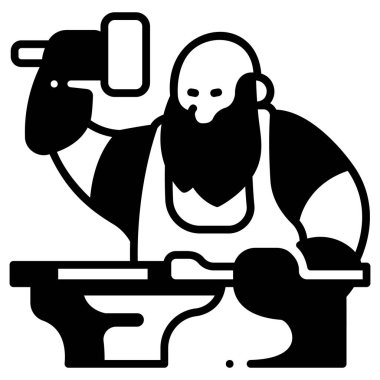 Ortaçağ ikonu, vektör illüstrasyonu. Demirci.