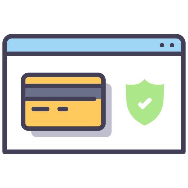 Siber suçlar ve koruma konsepti. Vektör simgesi. Koruma kredi kartı