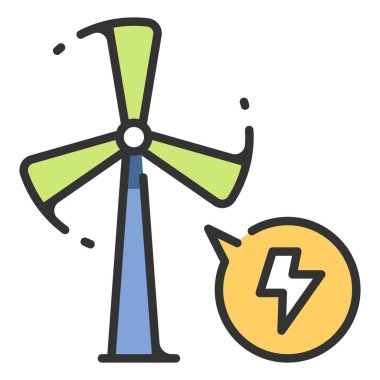 Çevre koruma ikonu, vektör illüstrasyonu. yel değirmeni enerjisi