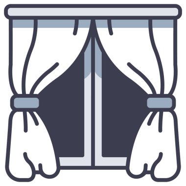 İç tasarım ikonu, vektör illüstrasyonu. pencere