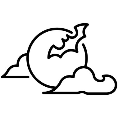 Korku ve Cadılar Bayramı ikonu, vektör illüstrasyonu. bulut ayı