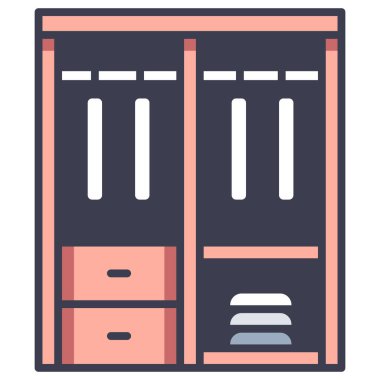 İç tasarım ikonu, vektör illüstrasyonu. Gardırop