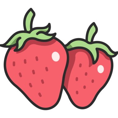 meyve ikonu. Vektör çizimi. Çilek