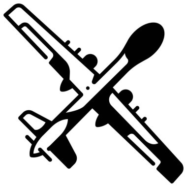 Beyaz arka planda askeri simge, vektör illüstrasyonu, savaş alanı konsepti, hava aracı