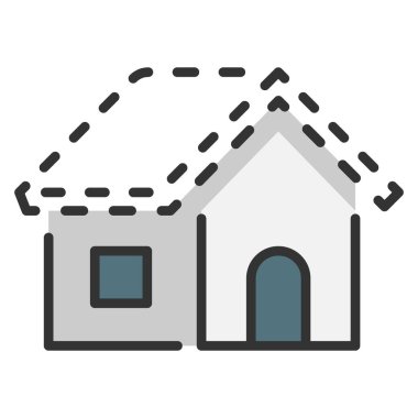 Bina ve inşaat mühendisliği ikonu, vektör çizimi. ev yenileme çatısı