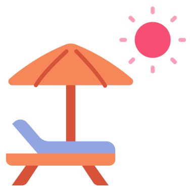 Sezon kavramsal ikonu, vektör illüstrasyonu. Şemsiye ve sandalye plajı