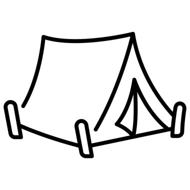 Beyaz arkaplanda askeri simge, vektör illüstrasyonu, savaş alanı konsepti, çadır