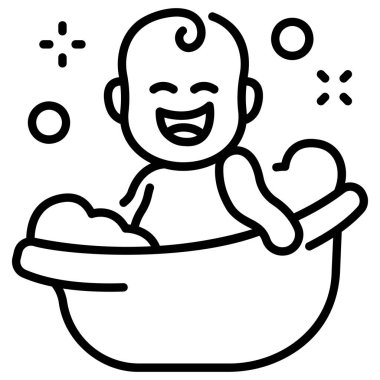 baby icon, vector illustration. baby bath