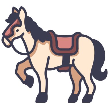 Ortaçağ ikonu, vektör illüstrasyonu. at