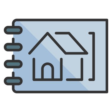 Bina ve inşaat mühendisliği ikonu, vektör çizimi. ev çizimi