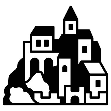 Ortaçağ ikonu, vektör illüstrasyonu. kale