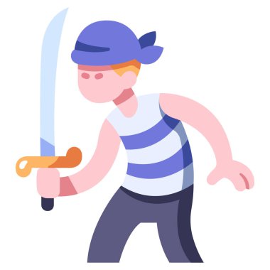 Korsan konsept ikonu, vektör illüstrasyonu. Kılıçlı korsan