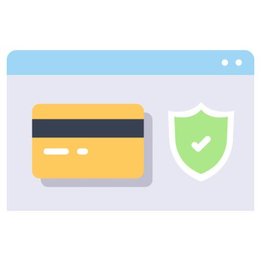 Siber suçlar ve koruma konsepti. Vektör simgesi. Koruma kredi kartı