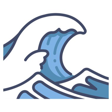 Japonya kavramsal ikonu, vektör illüstrasyonu. dalgalar