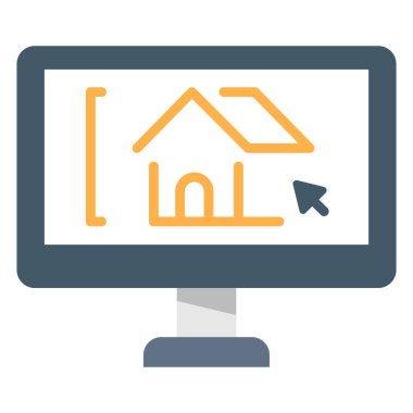 Bina ve inşaat mühendisliği ikonu, vektör çizimi. mimari yazılım