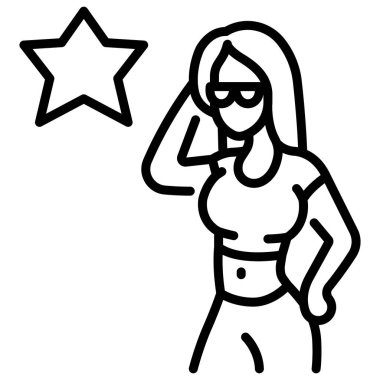 Film ikonu, vektör illüstrasyonu. aktris  