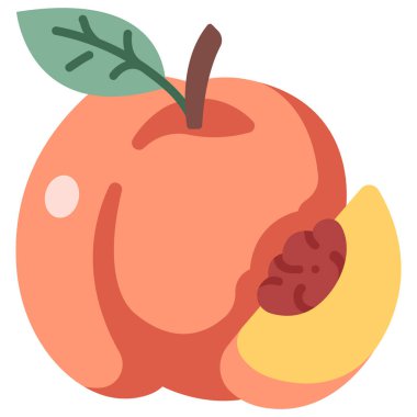 meyve ikonu. Vektör çizimi. şeftali