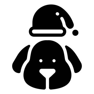 Kış mevsimi ve Noel konsepti. Vektör çizimi. Köpek ve Noel şapkası