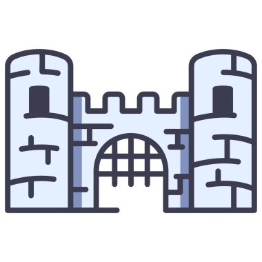 Ortaçağ ikonu, vektör illüstrasyonu. Kale girişi