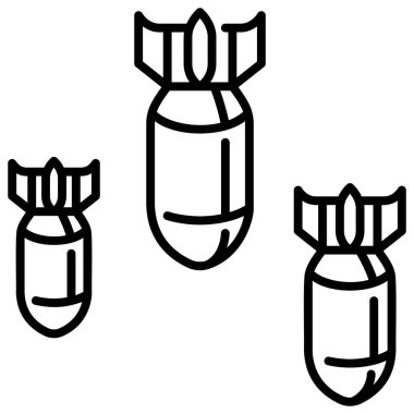 Beyaz arka planda askeri simge, vektör illüstrasyonu, savaş alanı konsepti, uçak bombası