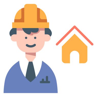 Bina ve inşaat mühendisliği ikonu, vektör çizimi. ev mühendisi 