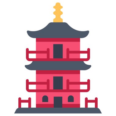 Japonya kavramsal ikonu, vektör illüstrasyonu. Japonya Tapınağı