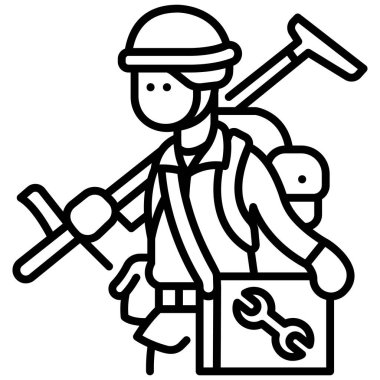 Beyaz arka planda askeri simge, vektör illüstrasyonu, savaş alanı konsepti, mühendis asker