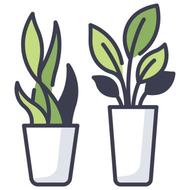 İç tasarım ikonu, vektör illüstrasyonu. bitkiler