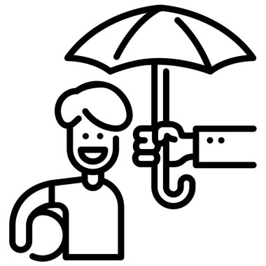 Sigorta konsepti ikonu, vektör illüstrasyonu. çocuk