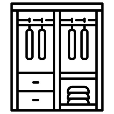 İç tasarım ikonu, vektör illüstrasyonu. Gardırop