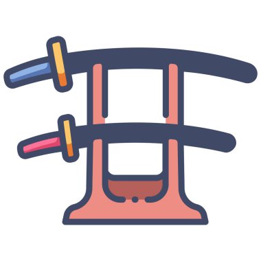 Japonya kavramsal ikonu, vektör illüstrasyonu. katana kılıcı