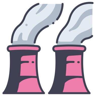 Kirlilik kavramsal ikonu, vektör illüstrasyonu. Nükleer enerji santrali