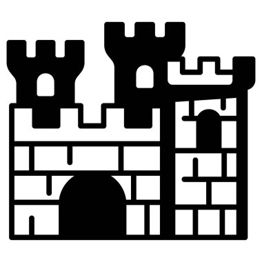 Ortaçağ ikonu, vektör illüstrasyonu. kale duvarı