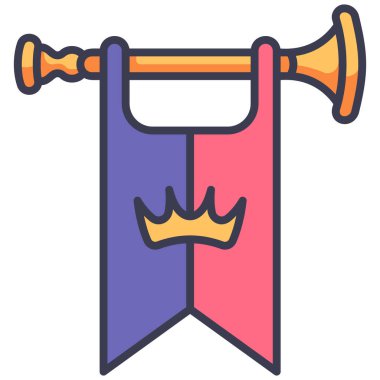 Ortaçağ ikonu, vektör illüstrasyonu. Kraliyet Trompeti