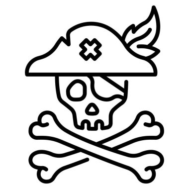 Korsan konsept ikonu, vektör illüstrasyonu. kafatası çapraz kemikleri