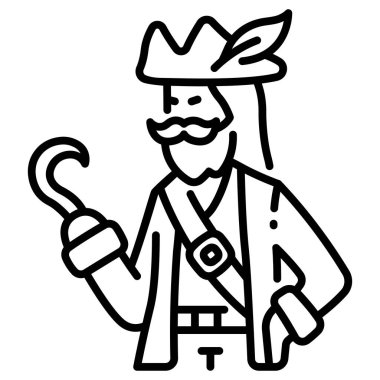 Korsan konsept ikonu, vektör illüstrasyonu. Kaptan Kanca El.