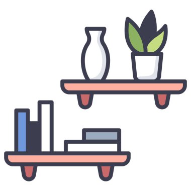 İç tasarım ikonu, vektör illüstrasyonu. raf